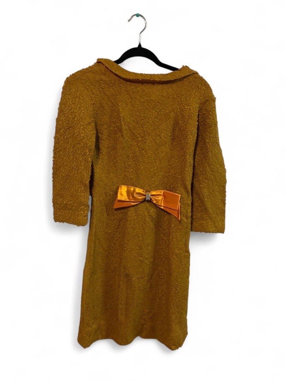 Vintage Mustard Bow Tweed Dress